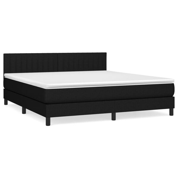 vidaXL Sommier &agrave; lattes de lit avec matelas Noir 160x200 cm Tissu