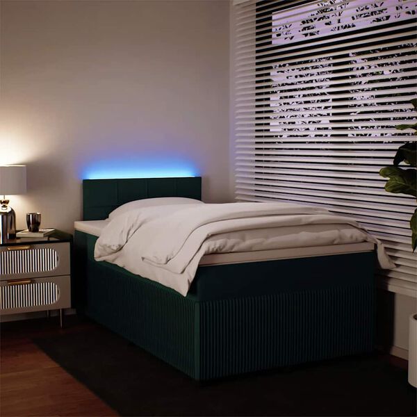 vidaXL Sommier &agrave; lattes de lit et matelas Vert fonc&eacute; 120x200cm Velours