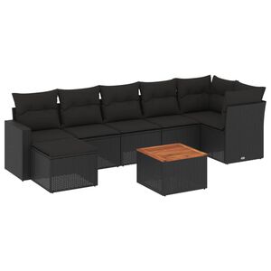 vidaXL Salon de jardin 8 pcs avec coussins noir r&eacute;sine tress&eacute;e
