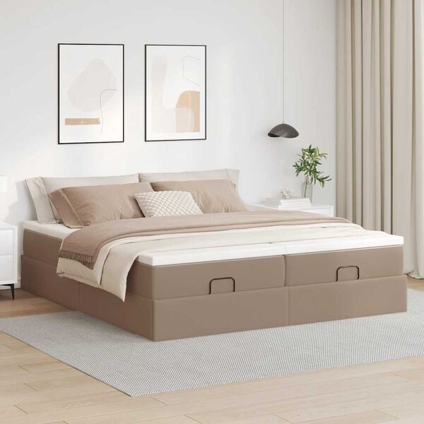 VidaXL Cadre de lit ottoman et matelas cappuccino 180x200cm similicuir