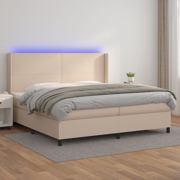 vidaXL Sommier &agrave; lattes de lit matelas LED Cappuccino 200x200 cm