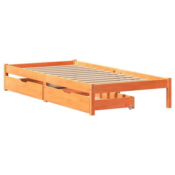 vidaXL Cadre de lit sans matelas cire marron 90x200 cm bois pin massif