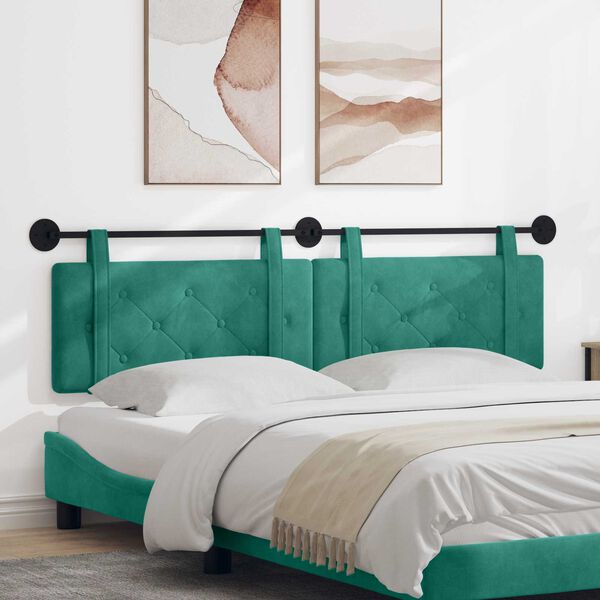 vidaXL T&ecirc;te de lit suspendue Turquoise 170 x 55 x 5 cm Velours