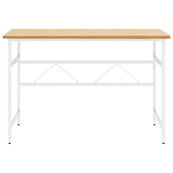 vidaXL Bureau d'ordinateur Blanc/ch&ecirc;ne clair 105x55x72 cm MDF et m&eacute;tal