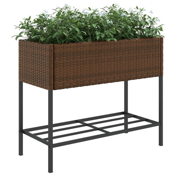 vidaXL Jardini&egrave;res avec &eacute;tag&egrave;re 2 pcs brun 90x40x75 cm r&eacute;sine tress&eacute;e