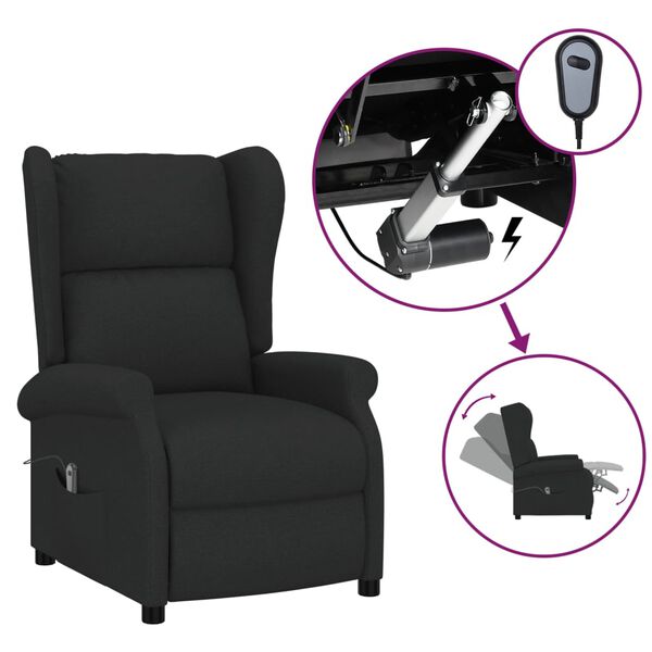 vidaXL Fauteuil inclinable &eacute;lectrique &agrave; oreilles noir tissu