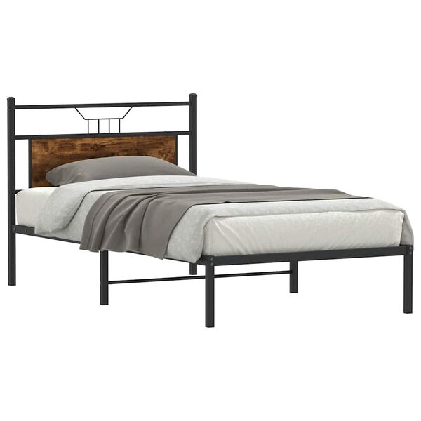 vidaXL Cadre de lit sans matelas chêne fumé 100x190 cm bois ingénierie