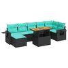 vidaXL Salon de jardin 8 pcs avec coussins noir r&eacute;sine tress&eacute;e