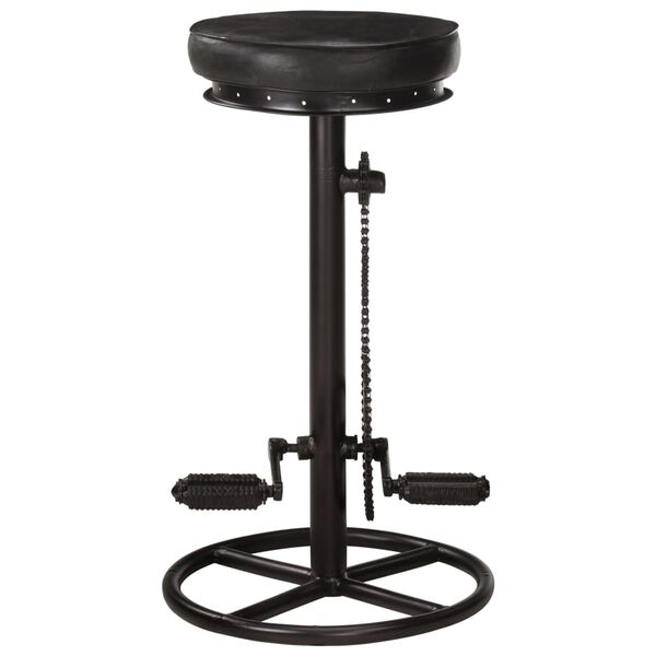 vidaXL Tabourets de bar lot de 2 noir cuir v&eacute;ritable de ch&egrave;vre