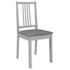 vidaXL Chaises &agrave; manger avec coussins lot de 6 gris bois solide