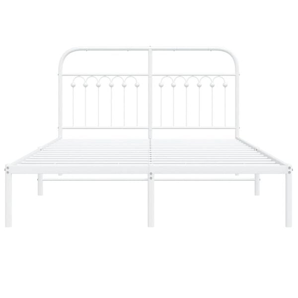 vidaXL Cadre de lit métal sans matelas et tête de lit blanc 135x190 cm