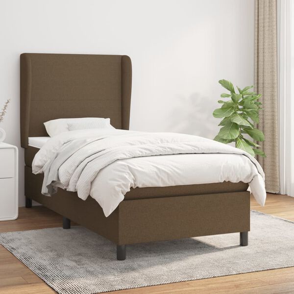 vidaXL Sommier &agrave; lattes de lit avec matelas Marron fonc&eacute; 90x200 cm