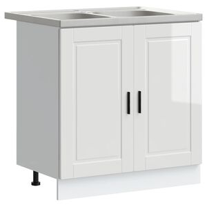 vidaXL Meuble sous &eacute;vier Porto 2 pc Blanc 80 x 46 x 81,5 cm