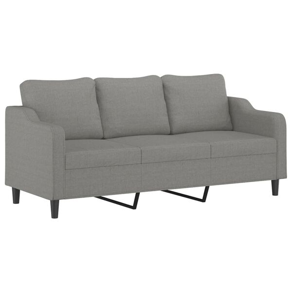 vidaXL Canap&eacute; 3 places et oreillers et coussins Gris fonc&eacute; 180cm Tissu