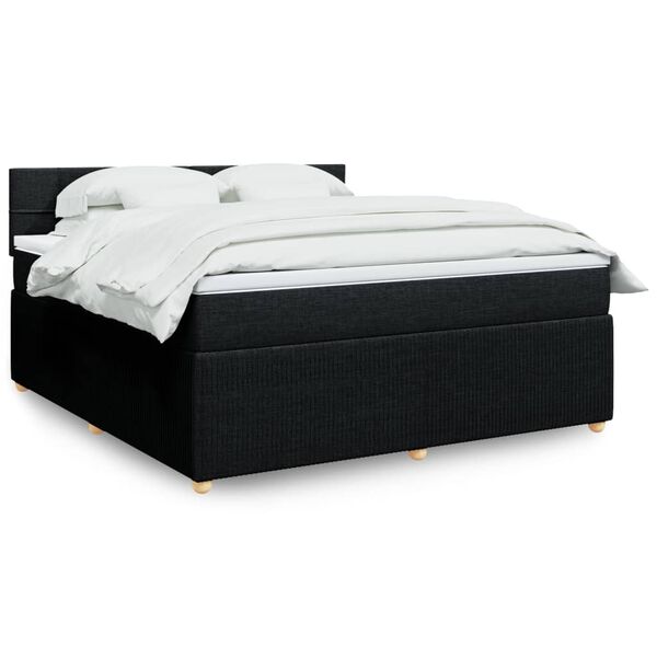 vidaXL Sommier &agrave; lattes de lit avec matelas Noir 180x200 cm Tissu