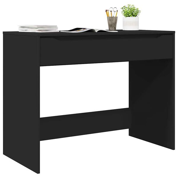 vidaXL Bureau avec tiroir Noir 100 x 50 x 78 cm Bois d'ing&eacute;nierie