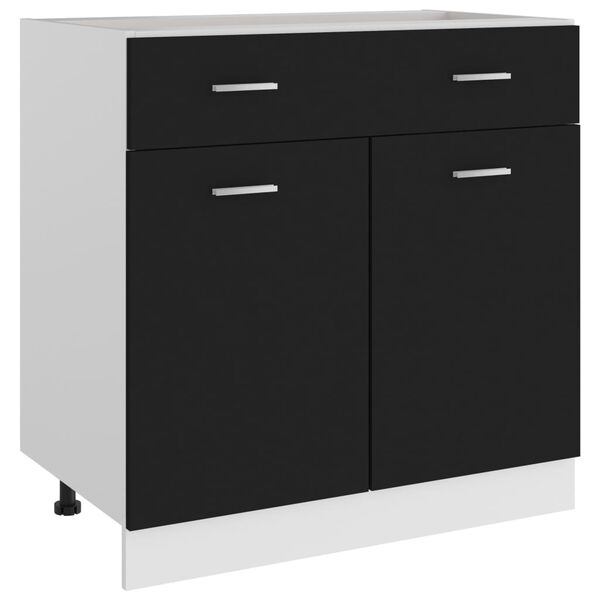 vidaXL Armoire &agrave; tiroirs "Lyon" Noir 80 x 46 x 81,5 cm Bois d'ing&eacute;nierie