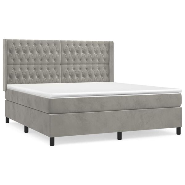 vidaXL Sommier &agrave; lattes de lit et matelas Gris clair 180x200cm Velours