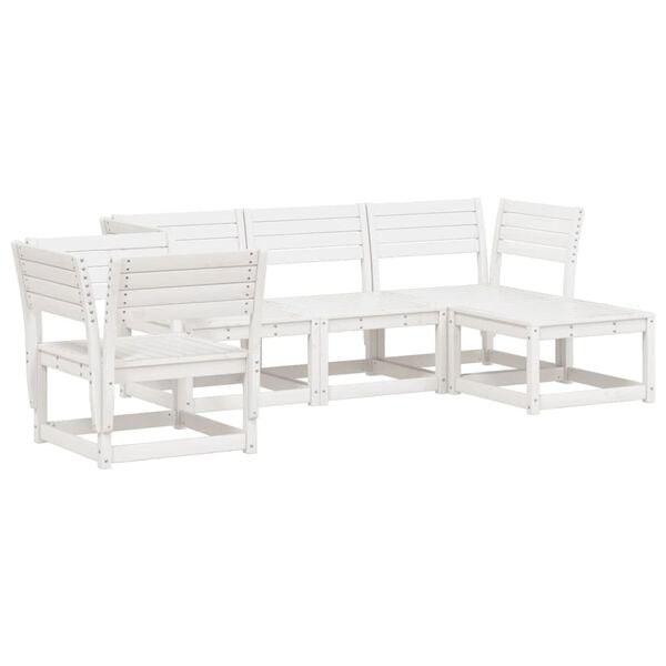vidaXL Salon de jardin 5 pcs blanc bois massif de pin