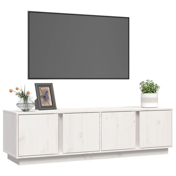 vidaXL Meuble TV Blanc 140x40x40 cm Bois de pin massif