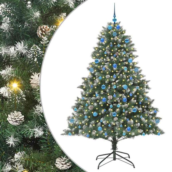 vidaXL Sapin de Noël artificiel Vert 210 cm PVC, plastique et acier