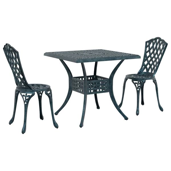 vidaXL Ensemble de tables de jardin 3 pcs Vert Aluminium coul&eacute;