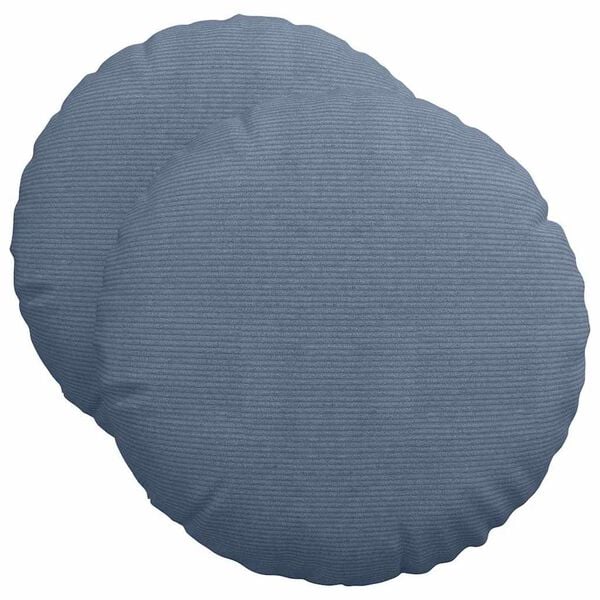 vidaXL Coussins de si&egrave;ge 2 pcs Bleu &Oslash; 50 cm Tissu en velours c&ocirc;tel&eacute;
