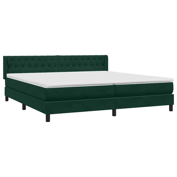 vidaXL Sommier &agrave; lattes de lit et matelas vert fonc&eacute; 180x210cm velours