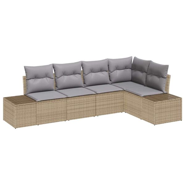 vidaXL Ensemble de canap&eacute; de jardin 5 pcs Beige et Gris clair