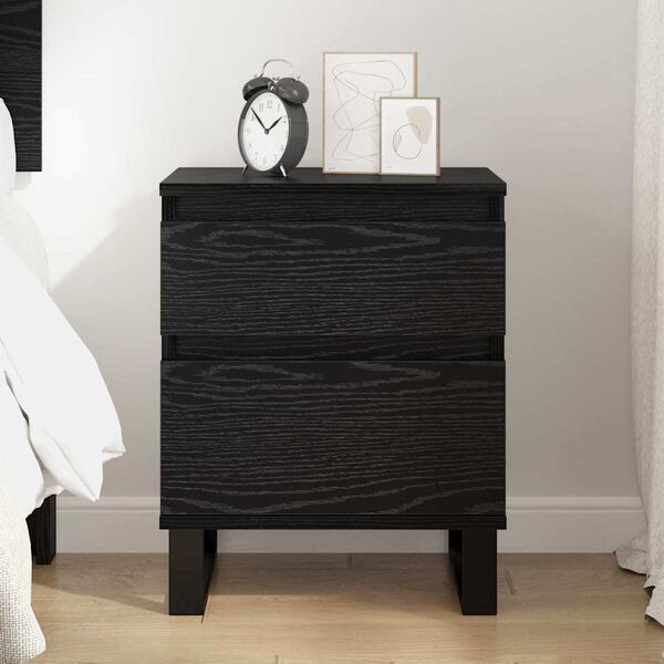 vidaXL Cabinet de chevet Ch&ecirc;ne noir 40 x 35 x 50 cm Bois d'ing&eacute;nierie