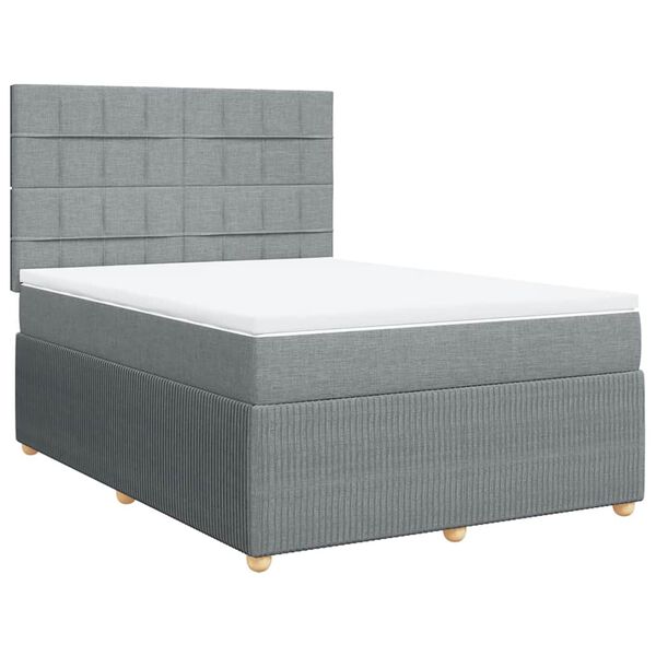 vidaXL Sommier &agrave; lattes de lit avec matelas Gris clair 140x190cm Tissu