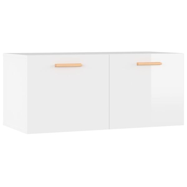 vidaXL Armoire murale Blanc brillant 80x35x36,5 cm Bois d'ingénierie