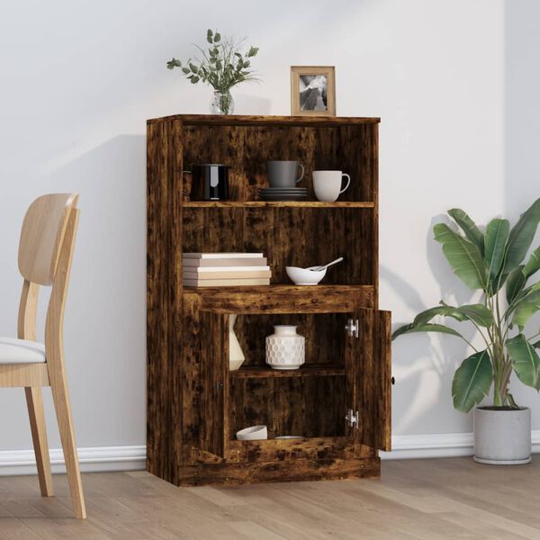 vidaXL Buffet haut chêne fumé 60x35,5x103,5 cm bois d'ingénierie