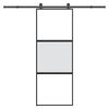 vidaXL Porte coulissante kit de quincaillerie tremp&eacute; verre aluminium