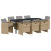 vidaXL Ensemble de salle &agrave; manger pour jardin 9 pcs Beige polyrotin