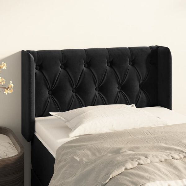 vidaXL T&ecirc;te de lit avec oreilles Noir 83x16x78/88 cm Velours