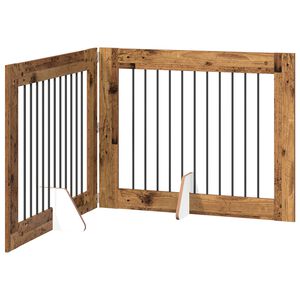 vidaXL Porte de chien pliable avec supports 2 pc Bois ancien 200,5 cm