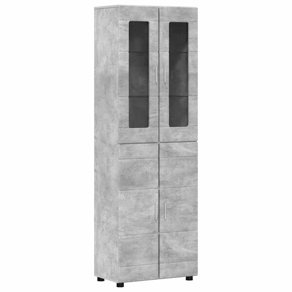 vidaXL Haut Armoire avec &eacute;tag&egrave;re FLORIN Gris b&eacute;ton 60 x 35 x 182 cm