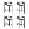 vidaXL Tabourets de bar lot de 4 avec coussins marron r&eacute;sine tress&eacute;e