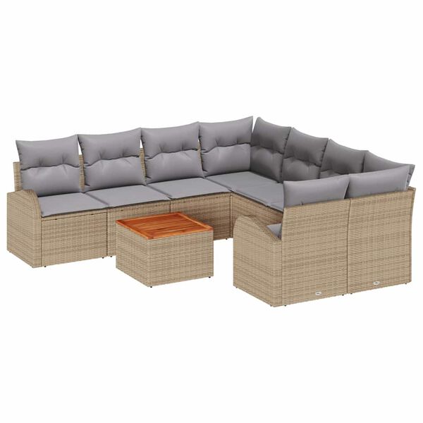 vidaXL Ensemble de canap&eacute; de jardin 9 pcs Beige et Gris clair