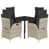 vidaXL Ensemble &agrave; manger de jardin et coussins 5 pcs gris clair rotin