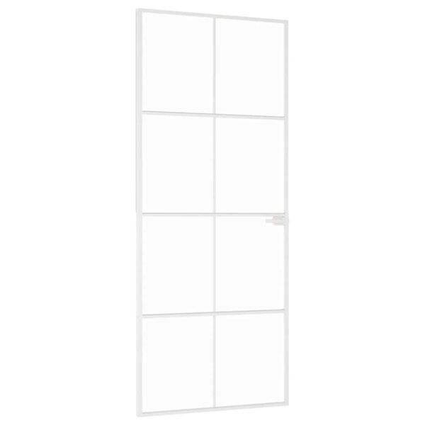vidaXL Porte d'int&eacute;rieur Blanc 83x201,5 cm Tremp&eacute; verre aluminium fin