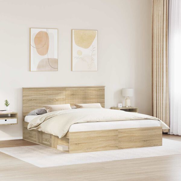 vidaXL Cadre de lit Sonoma 180 x 200 cm Bois de pin massif