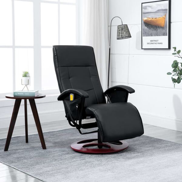 vidaXL Fauteuil de massage Noir Similicuir