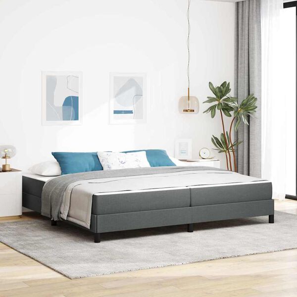 vidaXL Lit &agrave; ressorts avec matelas Gris fonc&eacute; 200 x 200 cm tissu