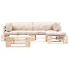 vidaXL Salon de jardin palette 4 pcs avec coussins sable bois