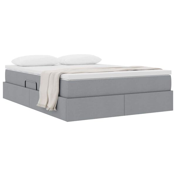 vidaXL Lit avec rangement et matelas Gris clair 140 x 200 cm Polyester