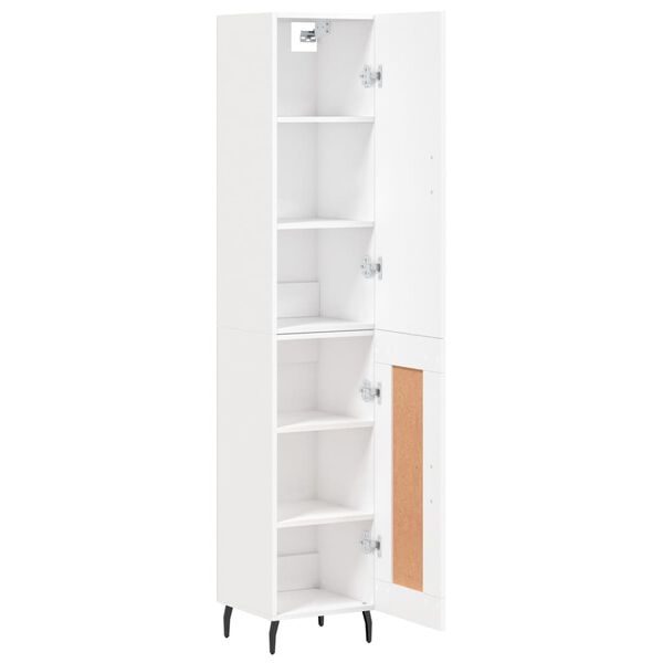 vidaXL Buffet haut Blanc 34,5x34x180 cm Bois d'ing&eacute;nierie