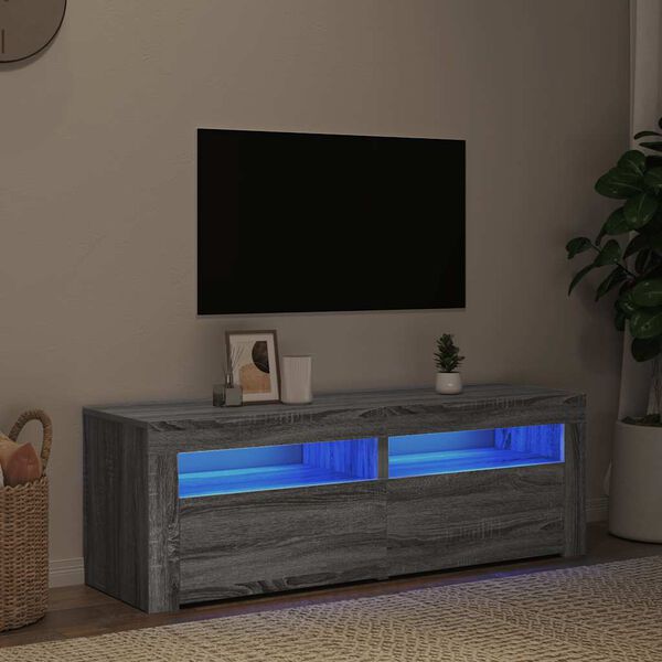 vidaXL Meuble TV avec lumières LED sonoma gris 120x35x40 cm
