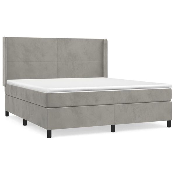 vidaXL Sommier &agrave; lattes de lit et matelas Gris clair 160x200cm Velours